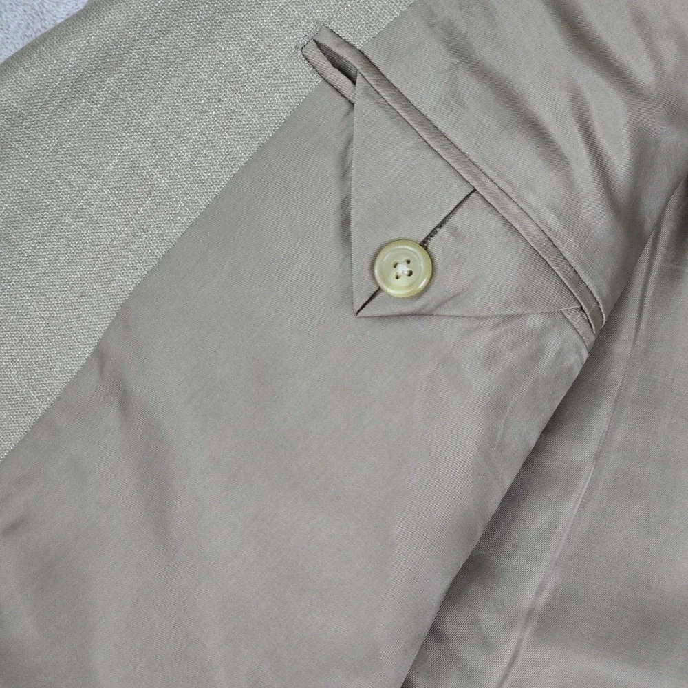 Chaps 46R Sport Coat Blazer‎ Tan Taupe Textured Weave 2 Button Flap Pockets